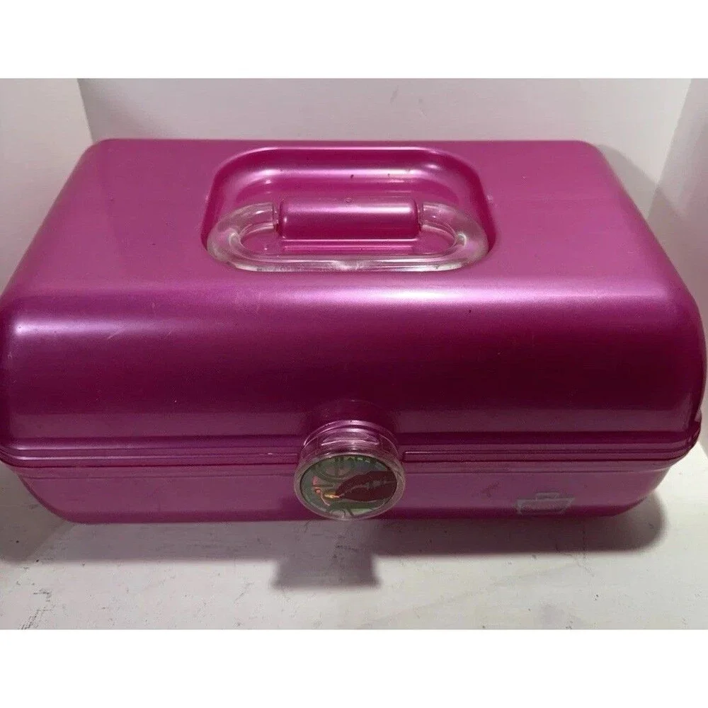 Caboodles Pink Cosmetic Organizer Makeup Craft Tote Organize Carry Case Vintage
